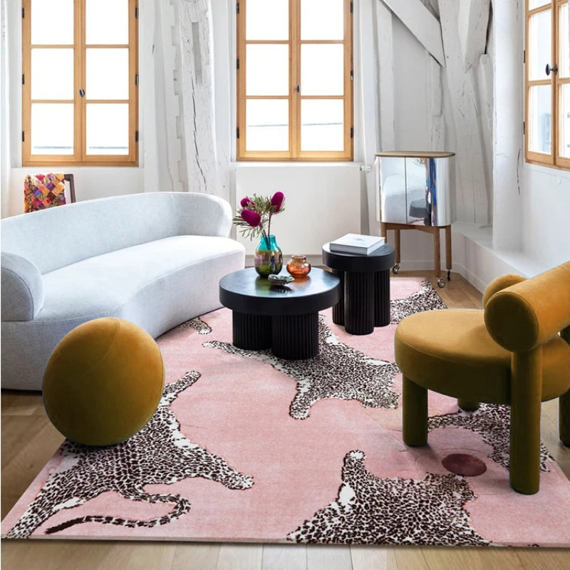 Light Luxury Leopard Print Plush Area Rug