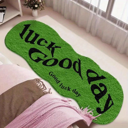 VIKAMA Green Lucky Carpet Soft Non-Slip Bedside Floor Mat Doormat Bedroom Rug Home Decor