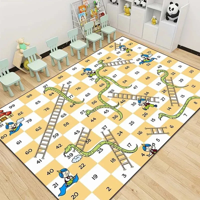 Snakes and Ladders Game Pattern Area Rug