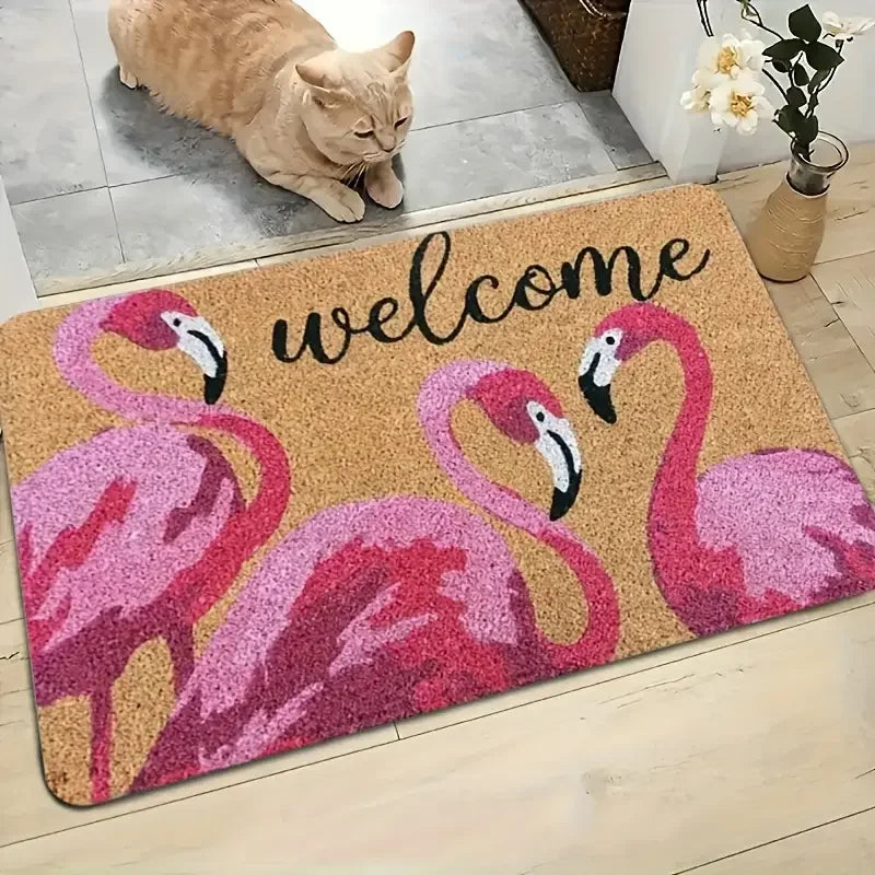 VIKAMA Flamingo Print Non-Slip Welcome Mat