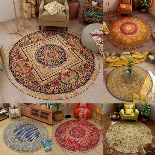 Vintage Bohemian Circular Ethnic Area Rug