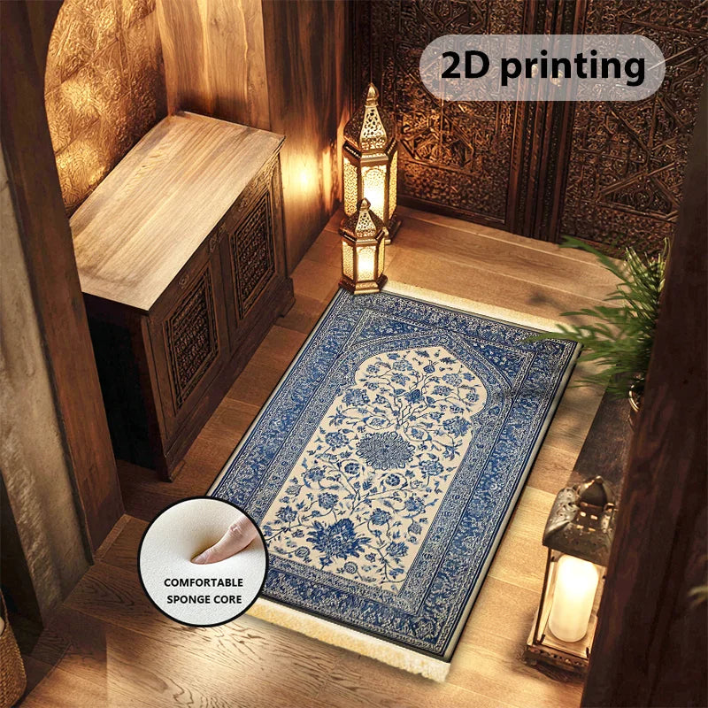 VIKAMA Fringed Islamic Prayer Soft Washable Prayer Rug