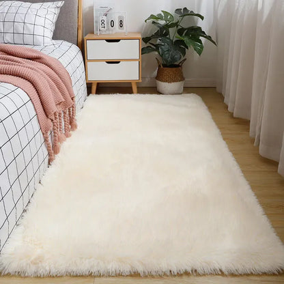 Fluffy Cream White Luxury Wool Area Rug