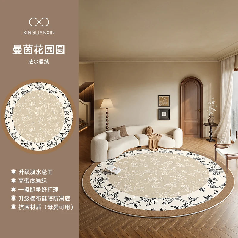 Medieval Style Round Light Luxury Washable Area Rug