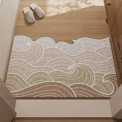 Irregular Silk Ring Entrance Door Mat Anti-Slip Dirt-Resistant Foyer Carpet
