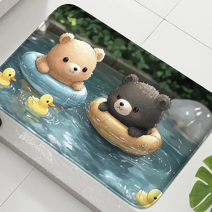 Koi Fish Print Bathroom Mat Non-Slip Absorbent Foot Rug Shower Room Door Carpet Home Decor