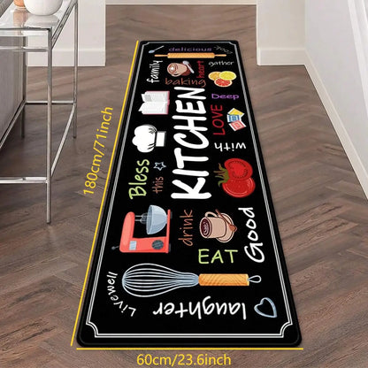 VIKAMA Printed Kitchen Non-Slip Floor Mat Set