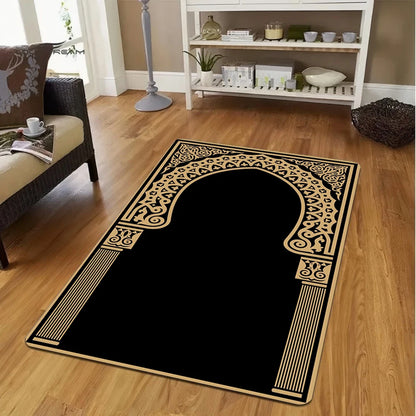 Islamic Prayer Black Non-Slip Rug