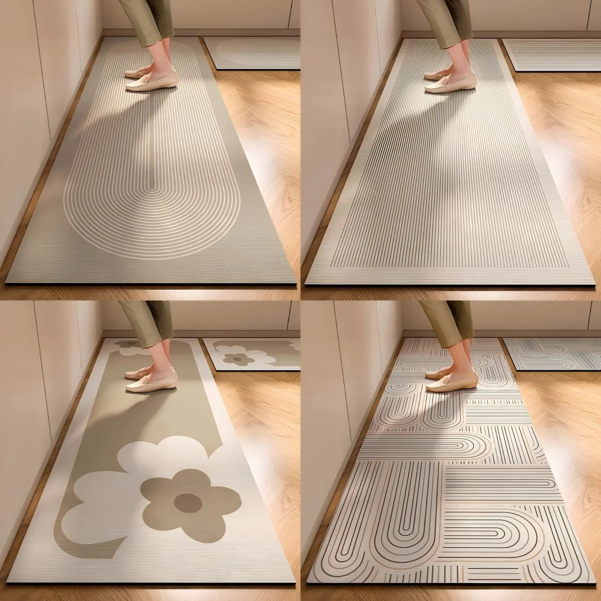 VIKAMA Wabi-Sabi Kitchen Mat Non-Slip Anti-Oil Wipeable Washable Diatomite Absorbent Waterproof Foot Rug Home Decor