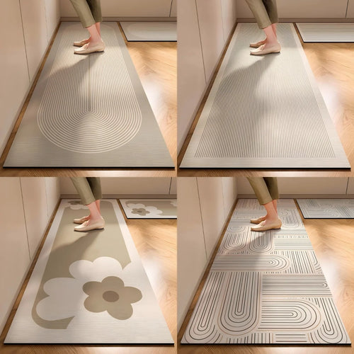 VIKAMA Wabi-Sabi Kitchen Mat Non-Slip Anti-Oil Wipeable Washable Diatomite Absorbent Waterproof Foot Rug Home Decor