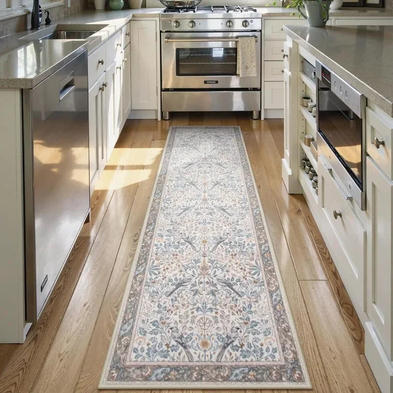 Victorian Bird Floral Runner Rug