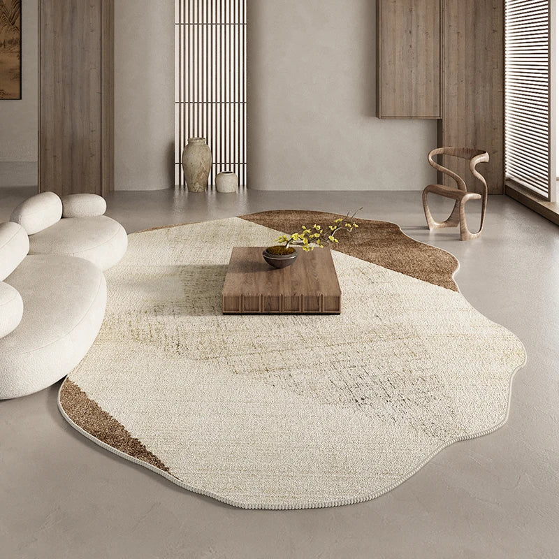 American Retro Brown Irregular Plush Area Rug