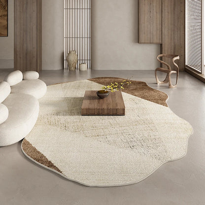 American Retro Brown Irregular Plush Area Rug