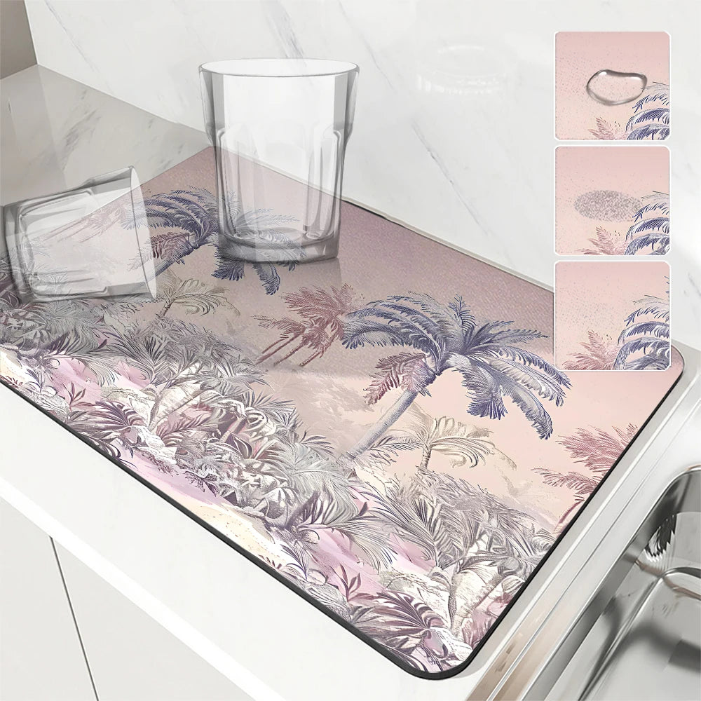 VIKAMA Diatomite Kitchen Mat Drainage Heat-Insulating Non-Slip Bathroom Doormat Home Decor