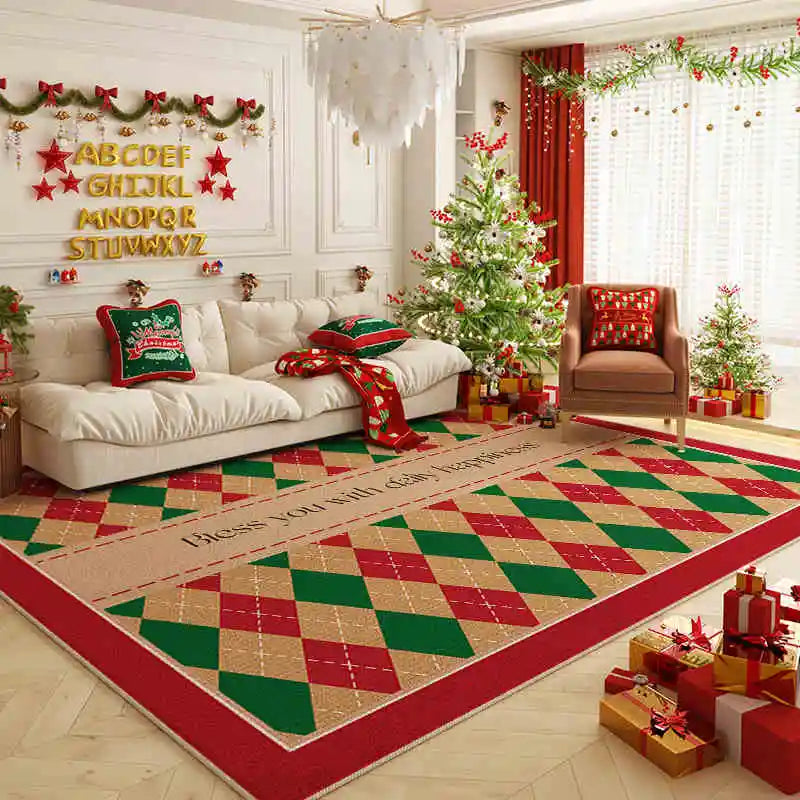 VIKAMA Christmas Tree Carpet Large Area Living Room Bedroom Floor Mat Festive Home Decoration