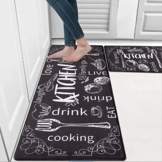 VIKAMA Crystal Velvet Kitchen Mat Non-Slip Waterproof Washable Soft Long Carpet Home Decor