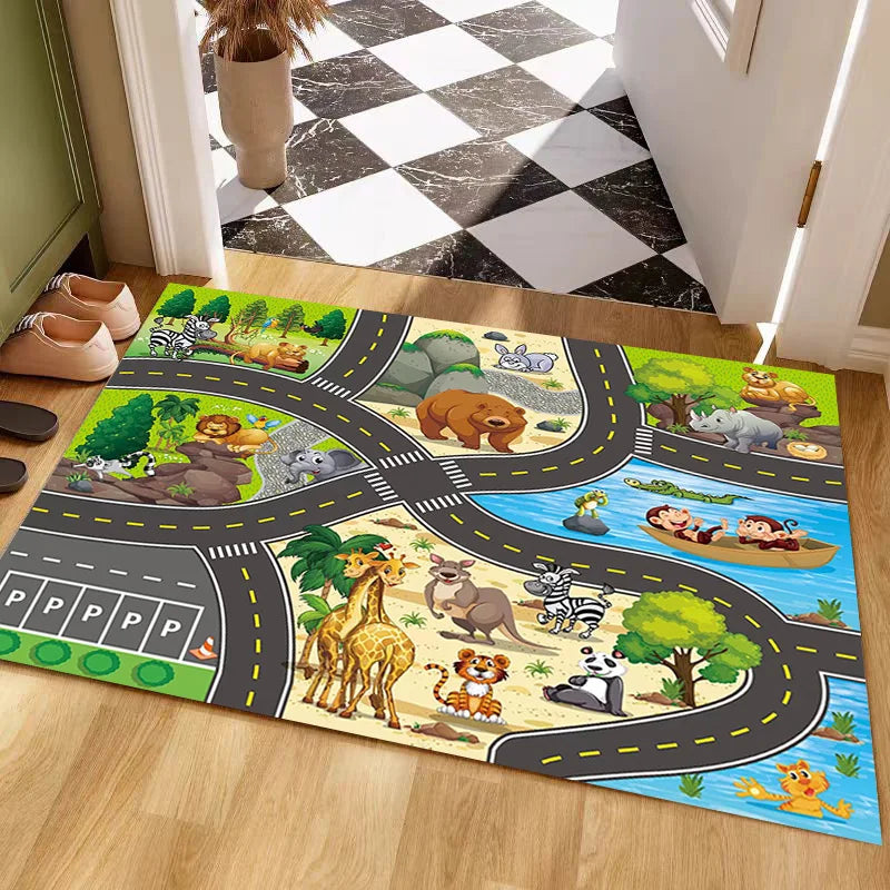 VIKAMA Kids Parking Lot Road Track Rug Boys Car Play Mat