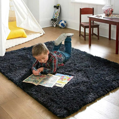 Gray Plush Fluffy Anti-Slip Area Rug