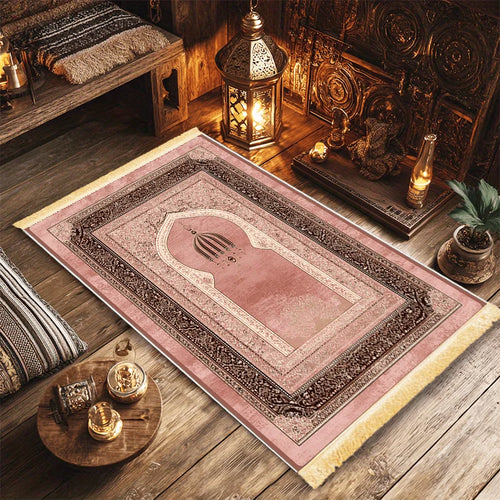 VIKAMA Islamic Fringed Anti-Slip Soft Prayer Mat
