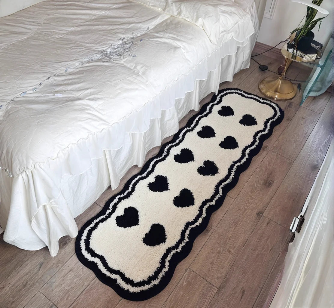 VIKAMA Cream Bedroom Long Runner Floor Mat