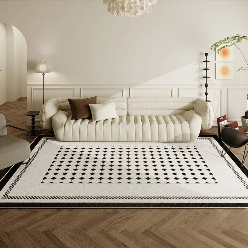 VIKAMA Cream Checkerboard Luxury Carpet