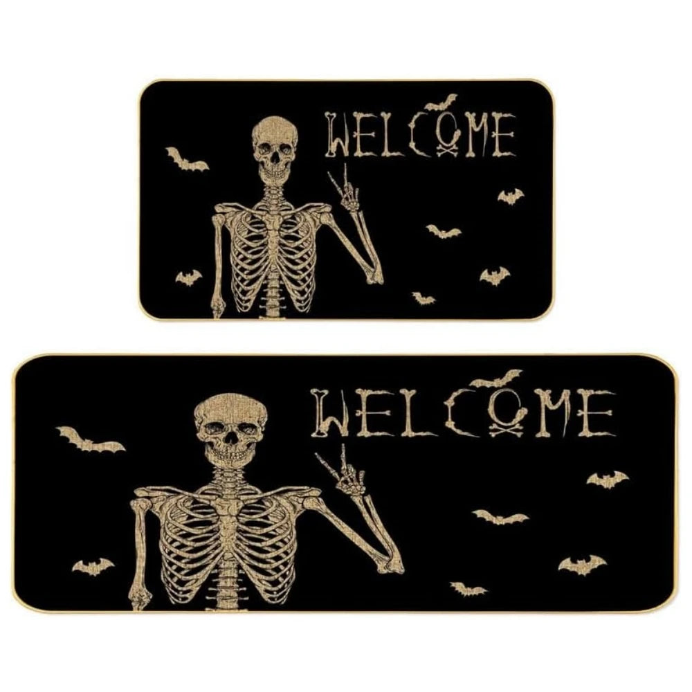 VIKAMA Halloween Kitchen Carpet Indoor Outdoor Non-Slip Welcome Floor Mat Bedroom Living Room Rug Set Home Decoration