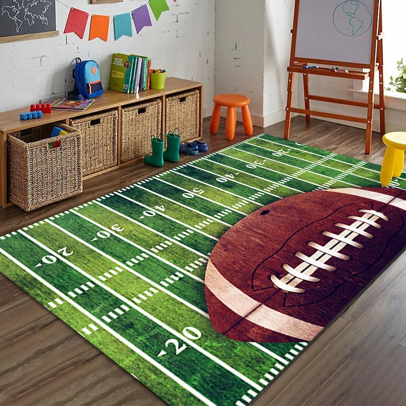 Sports Theme Racing Track Basketball Court Soccer Field Kids Play Mat Non-Slip Floor Carpet Bedroom Home Decoration Rug
