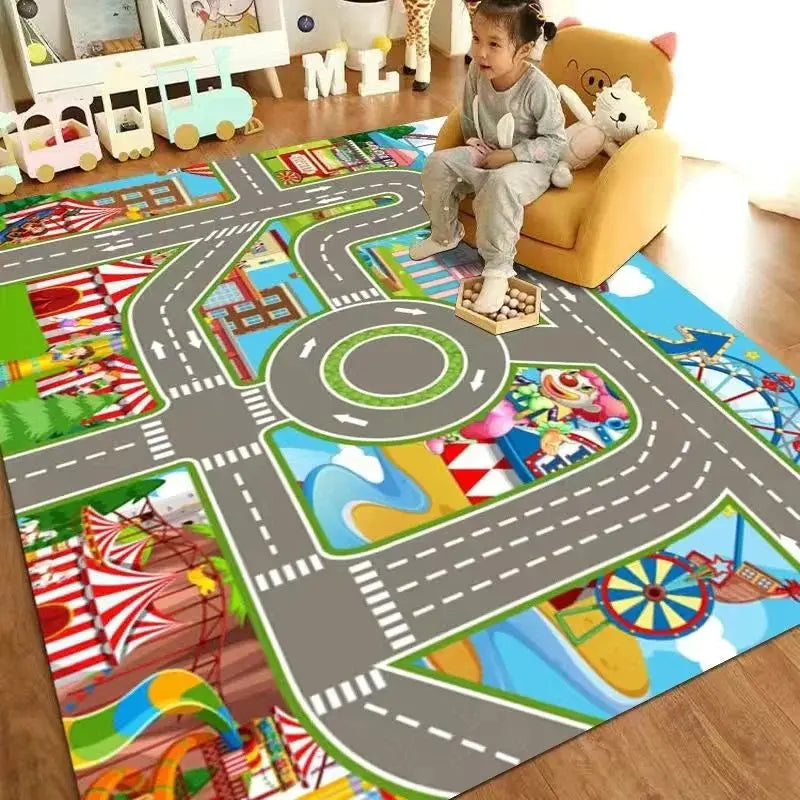 VIAKAMA Cartoon Traffic Car Track Play Mat Kids Kindergarten Educational Baby Room Game Carpet Home Decor