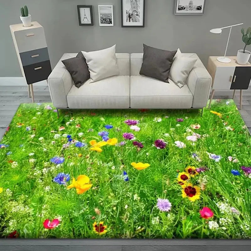 Chamomile Flower Spring Area Rug