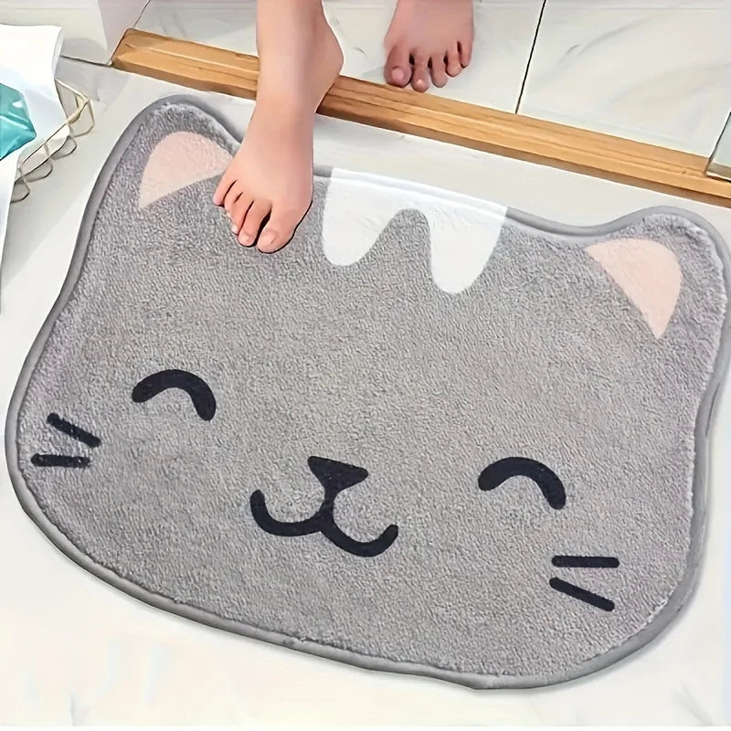 VIKAMA Cute Cartoon Kitten Puppy Rug Soft Non-Slip Bathroom Floor Mat Bedroom Living Room Doormat Welcome Carpet Home Decor