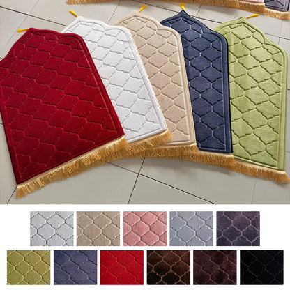 Flannel Prayer Mat Non-Slip Soft Portable Worship Rug Travel Ramadan Gift