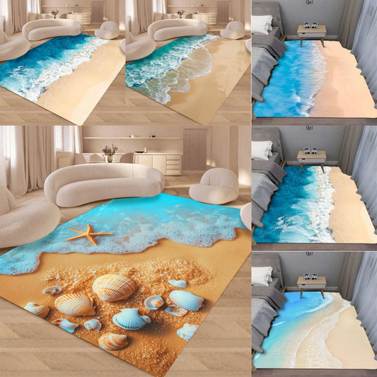 Summer Beach Shell Wave Area Rug