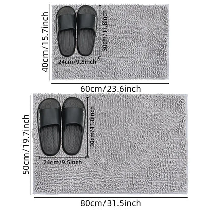 Non-Slip Shaggy Chenille Bathroom Rug Soft Thick Plush Mat Quick-Dry Durable PVC Backing Home Decor