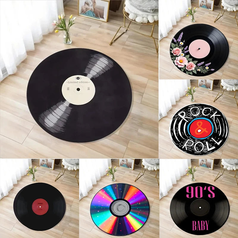 VIKAMA Retro Vinyl Record Music Lover Area Rug
