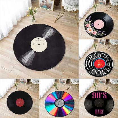 VIKAMA Retro Vinyl Record Music Lover Area Rug