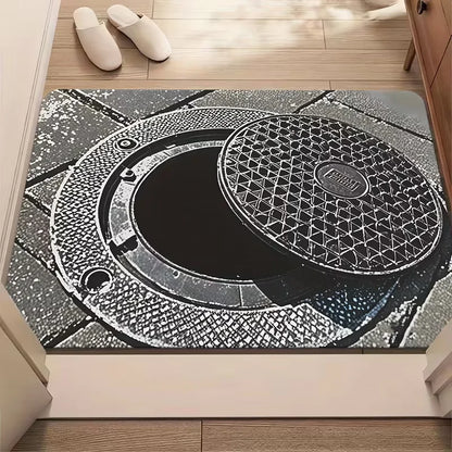 3D City Manhole Illusion Doormat