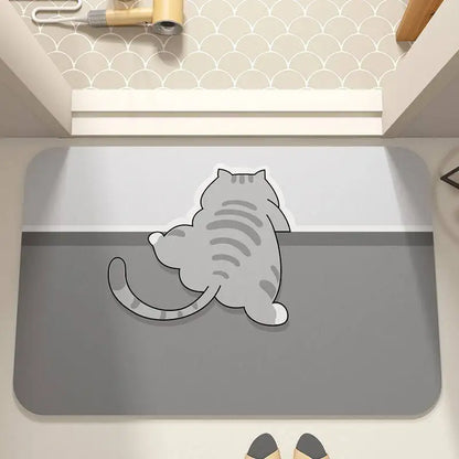 Cute cat quick-dry non-slip mat