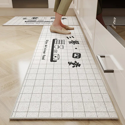 VIKAMA Cartoon Crystal Velvet Non-Slip Kitchen Floor Mat