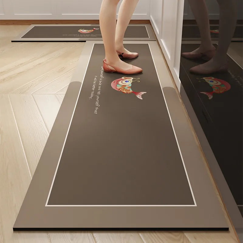 Long diatom mud oil-proof washable kitchen mat