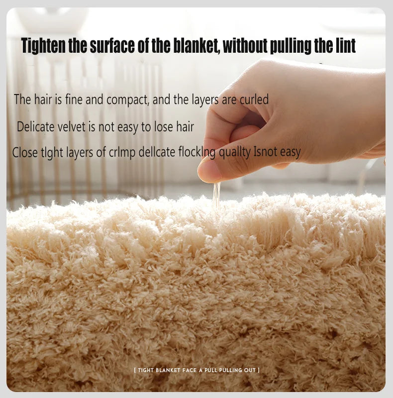 Beige Fluffy Bedroom Area Rug