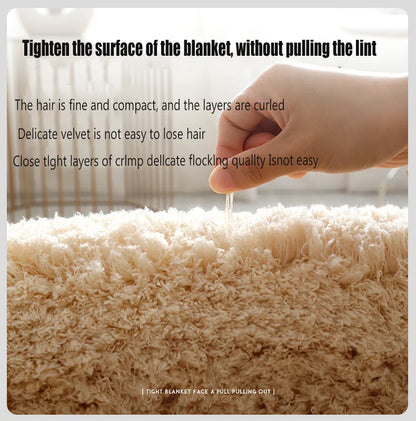Beige Fluffy Bedroom Area Rug