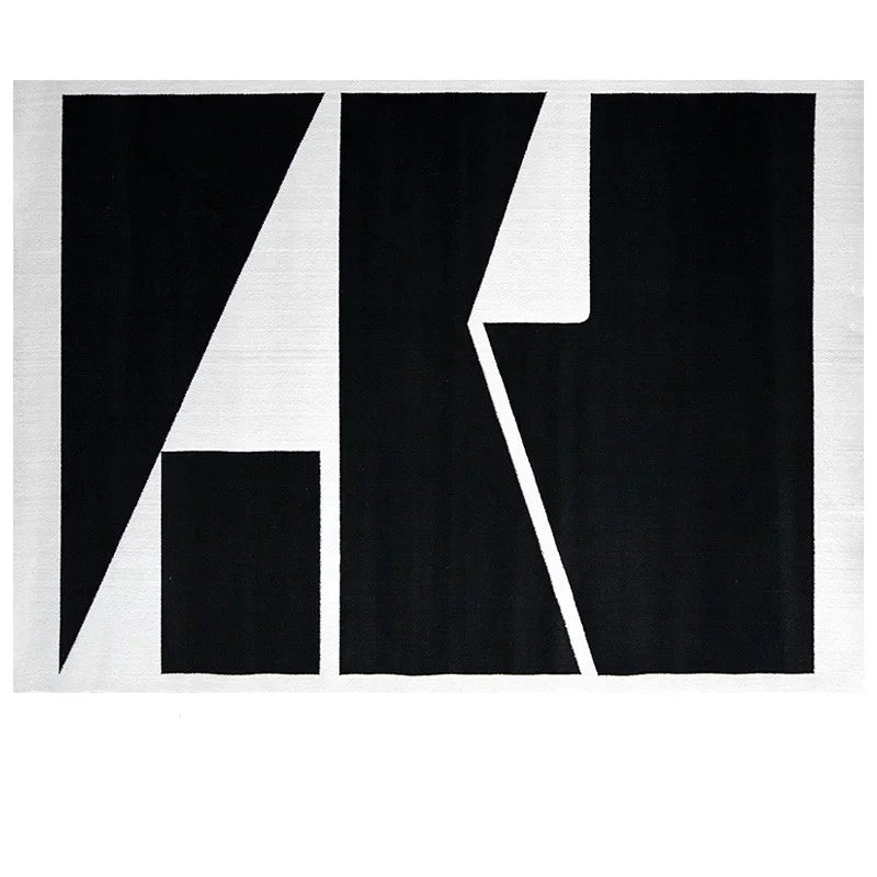 Classic Black & White Striped Plush Area Rug