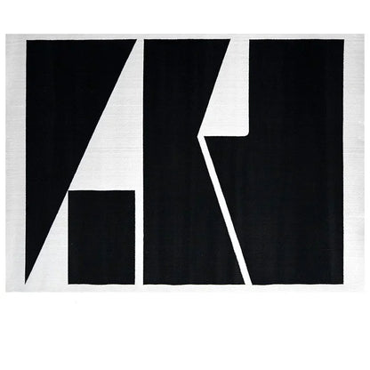 Classic Black & White Striped Plush Area Rug