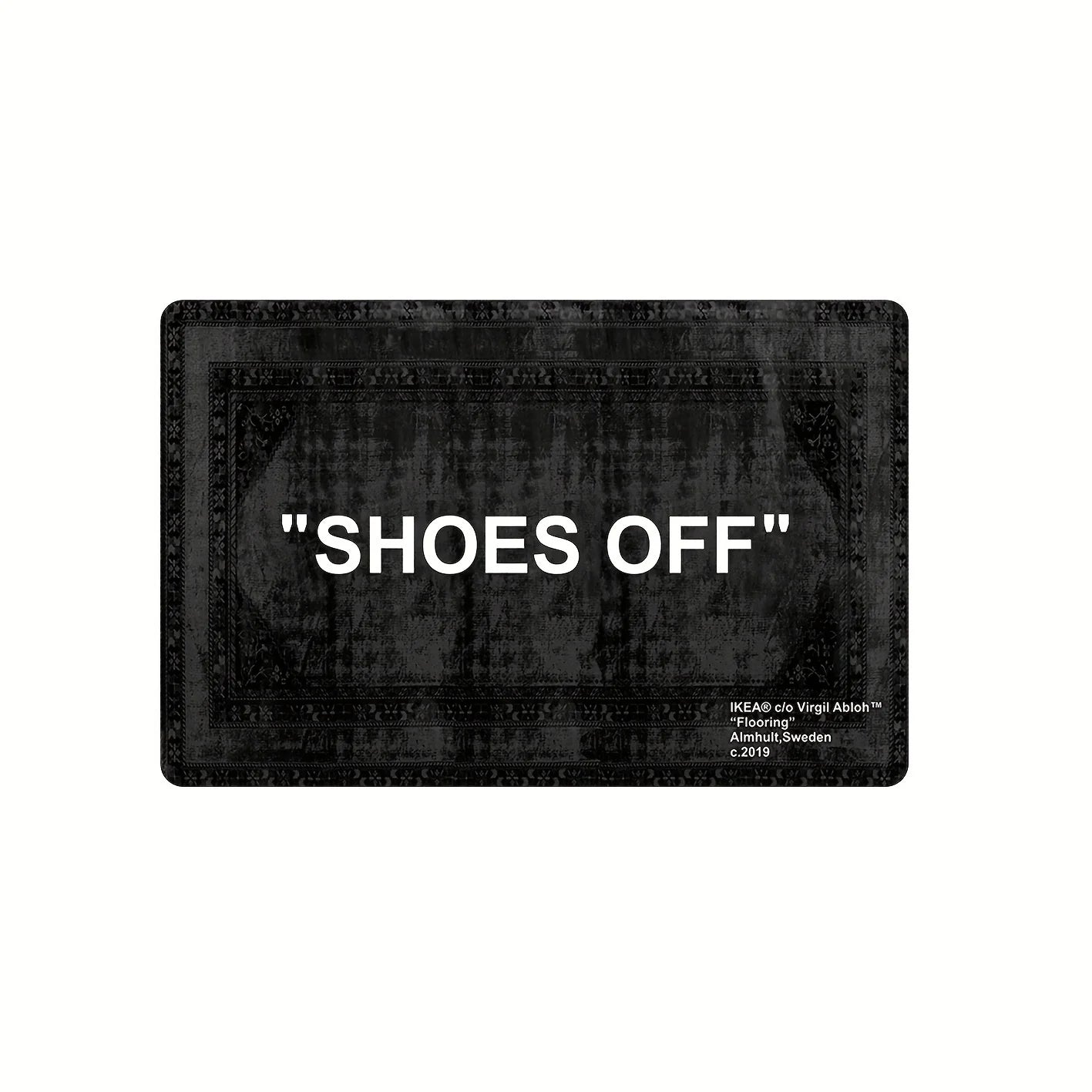 VIKAMA Minimalist “Shoes Off” Black Rug Stain-Resistant Non-Slip Doormat Welcome Carpet Bedroom Living Room Home Decor