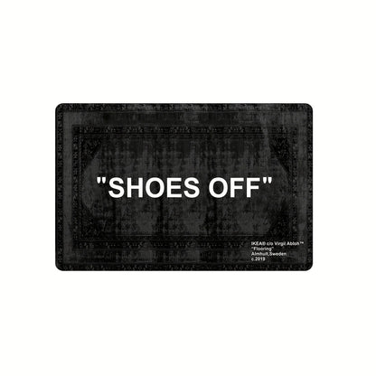 VIKAMA Minimalist “Shoes Off” Black Rug Stain-Resistant Non-Slip Doormat Welcome Carpet Bedroom Living Room Home Decor