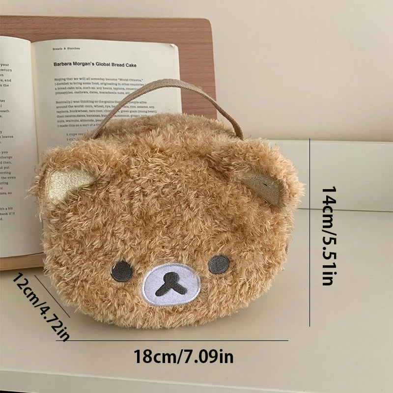 Relaxed Bear Plush Cosmetic Bag Jewelry Storage Pouch