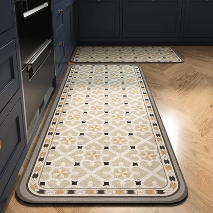VIKAMA Kitchen Oil-Resistant Floor Mat Absorbent Quick-Dry Non-Slip Bathroom Doormat