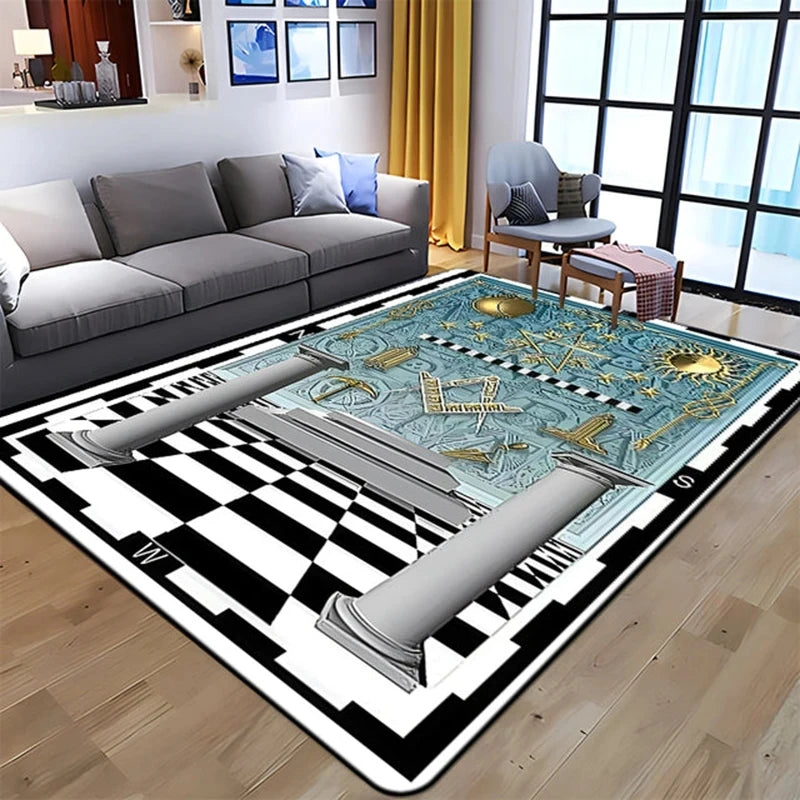 Freemasonry Masonic Symbol Non-Slip Area Rug