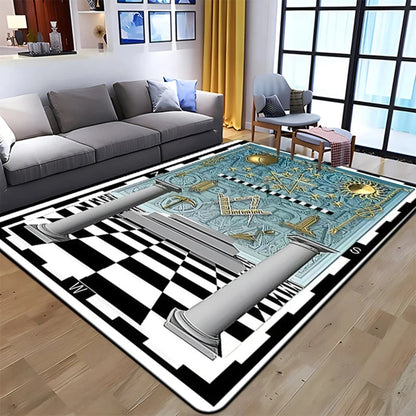 Freemasonry Masonic Symbol Non-Slip Area Rug
