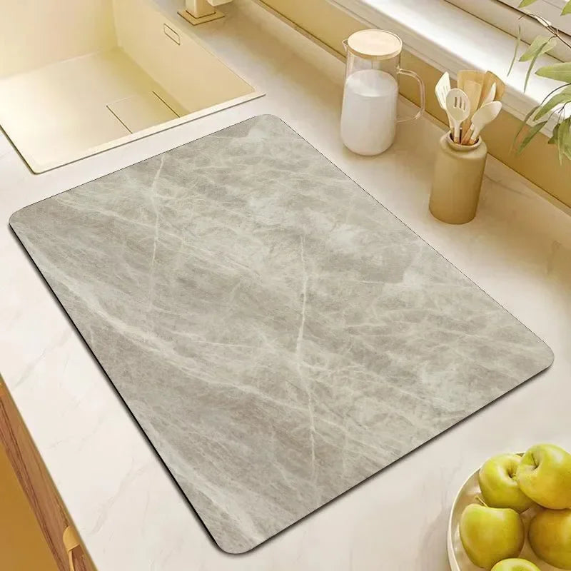 VIKAMA Marble Kitchen Drainage Mat Quick-Dry Absorbent Anti-Slip Dish Drying Pad